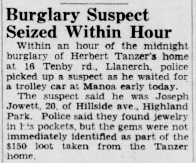 Herbert Tanzer Burgled